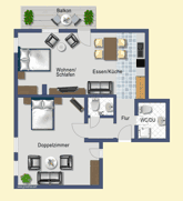 Een plattegrond appartement Feldberg in Zwarte Woud