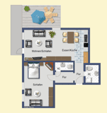 Een plattegrond appartement Zwarte Woud
